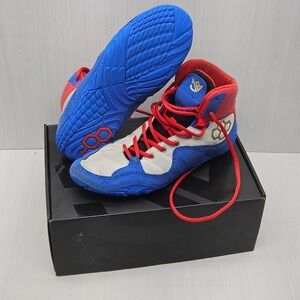 Rudis JB1 King Wrestling Shoes Size 8.5 Mens Blue Red White Gold Used 1 Season